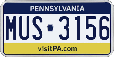 PA license plate MUS3156