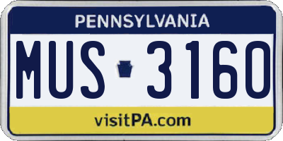 PA license plate MUS3160