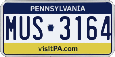 PA license plate MUS3164