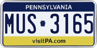 PA license plate MUS3165