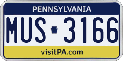 PA license plate MUS3166