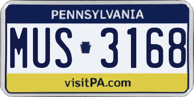 PA license plate MUS3168