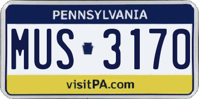 PA license plate MUS3170