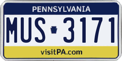 PA license plate MUS3171