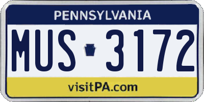 PA license plate MUS3172