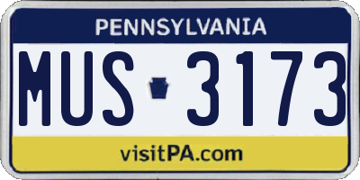 PA license plate MUS3173
