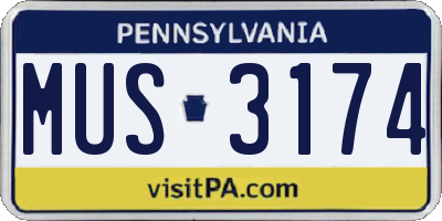 PA license plate MUS3174