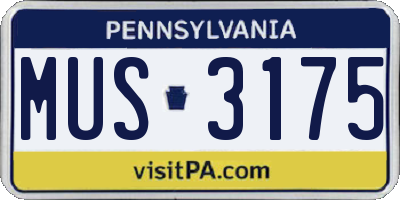 PA license plate MUS3175