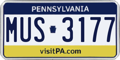 PA license plate MUS3177
