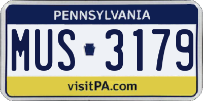 PA license plate MUS3179