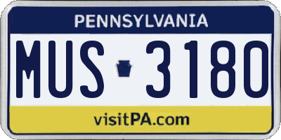 PA license plate MUS3180