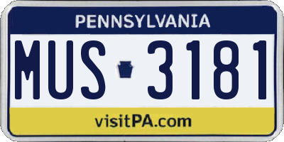 PA license plate MUS3181