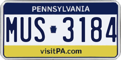 PA license plate MUS3184