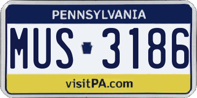 PA license plate MUS3186