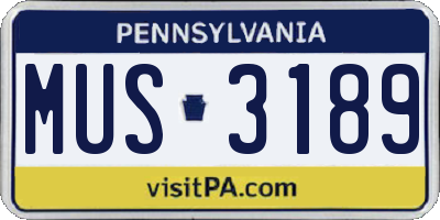 PA license plate MUS3189