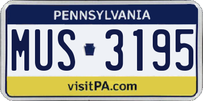 PA license plate MUS3195
