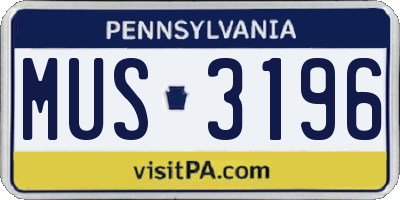 PA license plate MUS3196