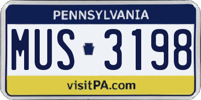 PA license plate MUS3198