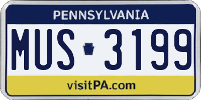 PA license plate MUS3199