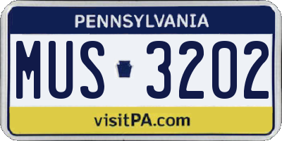 PA license plate MUS3202