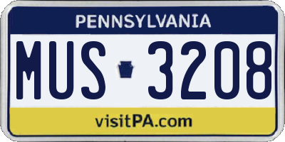 PA license plate MUS3208