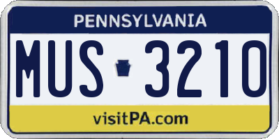 PA license plate MUS3210