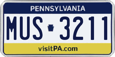 PA license plate MUS3211