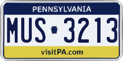 PA license plate MUS3213
