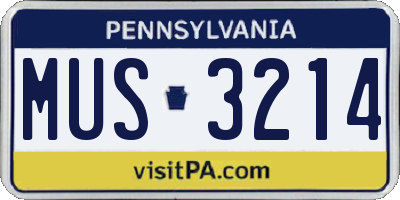 PA license plate MUS3214