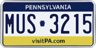 PA license plate MUS3215