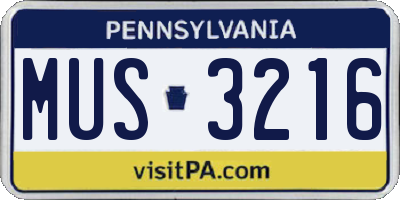 PA license plate MUS3216