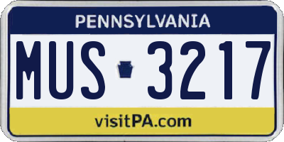 PA license plate MUS3217