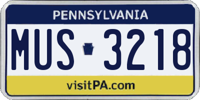 PA license plate MUS3218
