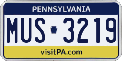 PA license plate MUS3219