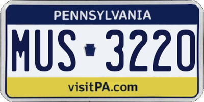 PA license plate MUS3220