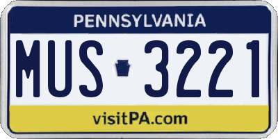 PA license plate MUS3221