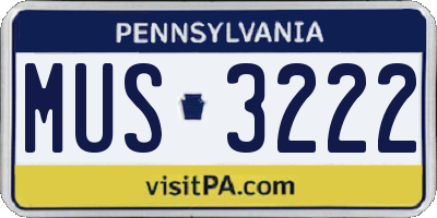 PA license plate MUS3222