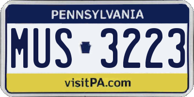 PA license plate MUS3223
