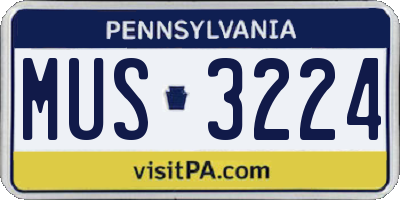 PA license plate MUS3224