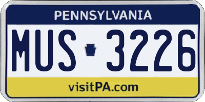 PA license plate MUS3226