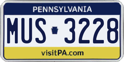 PA license plate MUS3228