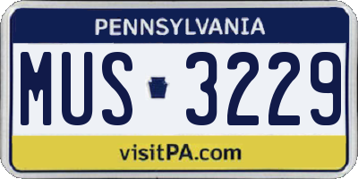 PA license plate MUS3229