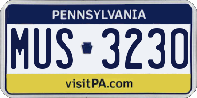 PA license plate MUS3230