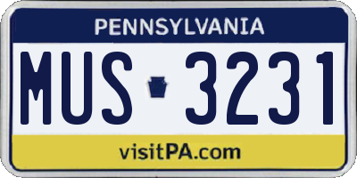PA license plate MUS3231