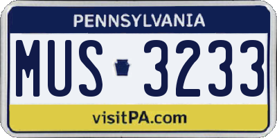 PA license plate MUS3233