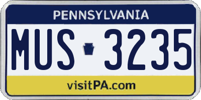 PA license plate MUS3235