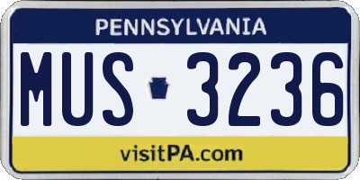 PA license plate MUS3236