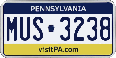 PA license plate MUS3238