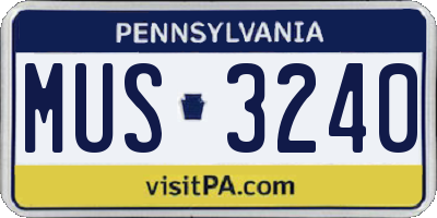 PA license plate MUS3240