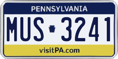 PA license plate MUS3241